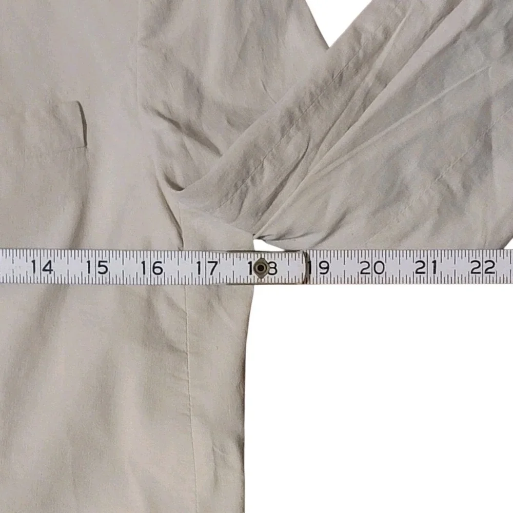 EUC Theory Linen Rolled-Sleeve Shawl Collar Blazer Size 2 Beige Women's - Picture 5 of 8